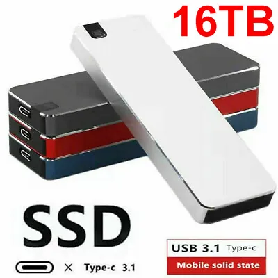 $34.98 • Buy 16TB USB 3.1 External SSD Hard Drive Disk High Speed Solid State Portable Neu