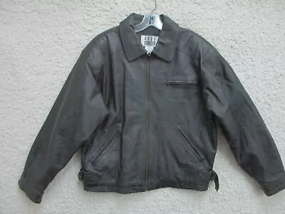 VINTAGE City Streets Leather Jacket Medium Adult Black Full Zip Pockets Mens M • $48.75