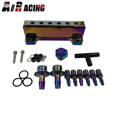 6Port Vacuum Block Intake Manifold Kit Fuel Wastegate Turbo 1/8NPT Rainbow • $27.99