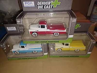 3 PACK - 1:48 Scale  1957 Dodge Sweptside Pick-Up Trucks - DISTRESSED ITEMS • $25.99