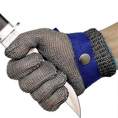 Safety Cut Gloves Proof Stab Resistant Stainless Steel Glove Metal Mesh Butchers • £10.19
