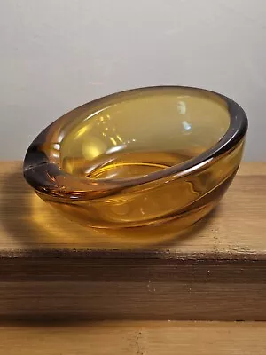 Vintage Viking Glass Persimmon Orange Orb Globe Sphere Ashtray Mid Century  • $30