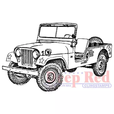 VINTAGE MILITARY JEEP Cling Rubber Stamp By DEEP RED 3X505820 New • $10.24