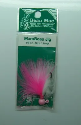 Beau-Macs Marabou Salmon Steelhead Jig Pink/Pink White 1/8oz Fishing Lure NEW • $2.89