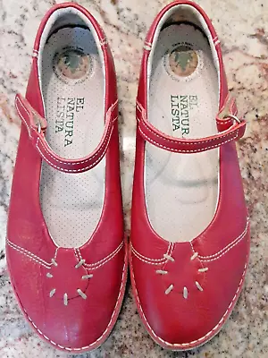 El Naturalista Red Mary Jane Shoes Size EU40 US9 AU9 UK7  Flats Made In Spain • $44.95
