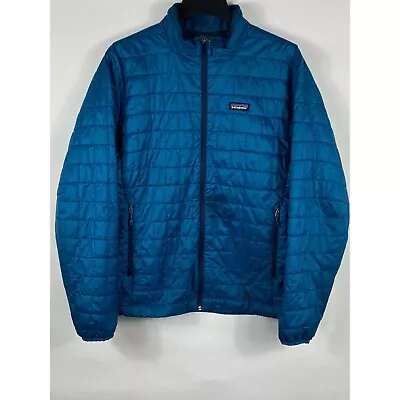 Patagonia Full Zip Nano Puffer Primaloft Jacket Water Resistant Blue L Men's D38 • $79