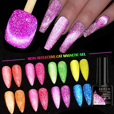 LILYCUTE Fluorescent Reflective Glitter Magnetic Gel Polish Neon Gel Nail UV LED • $2.35