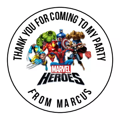 £2.25 • Buy Personalised Marvel Heroes Birthday Stickers Thank You Party Bag Sweet Cone