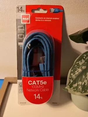 14 FT RCA Ethernet Network Cable Cord CAT5e 100mhz- Blue - Computer NIP • $6.99