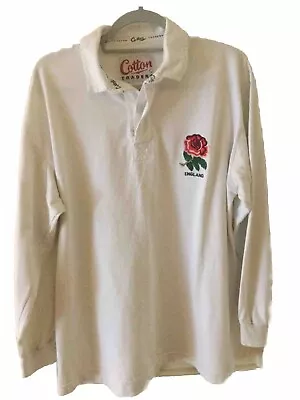 Retro England Rugby Shirt- Cotton Traders-Heavy Cotton-Longsleeve- Large- • £8