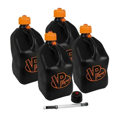 VP Racing 4 Pack V-Twin 5 Gallon Fuel Jug Gas Can 4 Safety Valve Hose Fill Kits • $128.99