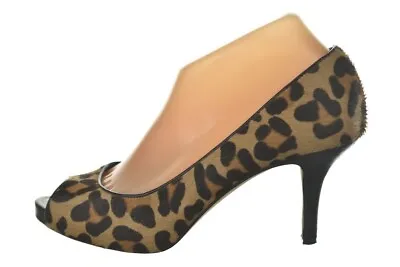 Vince Camuto Kira Shoes Size 7.5 Beige Animal Print Cow Hide Open Toe Heels • $44.99