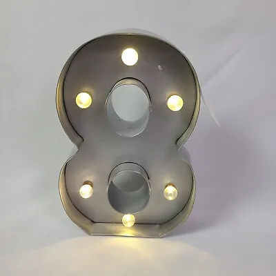 Lighted Marquee Number 8 Marquise Light Up Sign Wall Decor Metal 9 Inch • £11.35