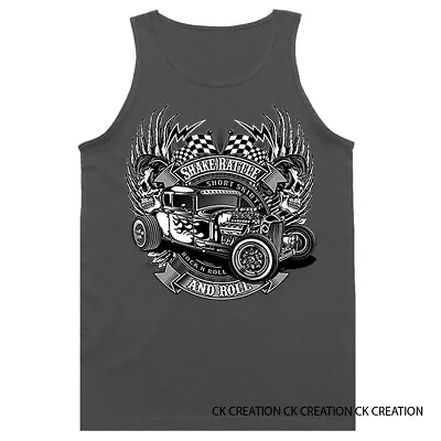 SHAKE RATTLE & ROLL Hot Rod Classic Vintage Car Graphic Tank Top • $14.88