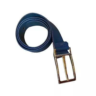 J Lindeberg Blue Leather Classic Belt 1.5 Inch Width • $27.99