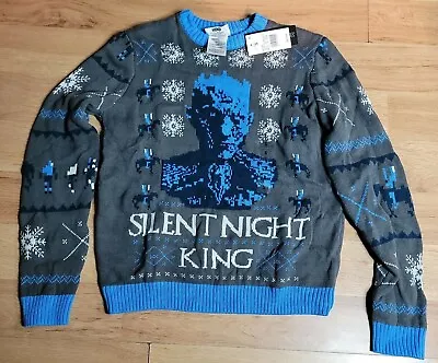 Game Of Thrones Silent Night King Ugly Christmas Holiday Sweater Blue Mens Sz LG • $13