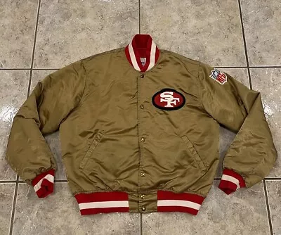 Vtg Adult Large Starter Satin Nylon NFL Snap Jacket San Francisco 49ers USA MADE • $219.99