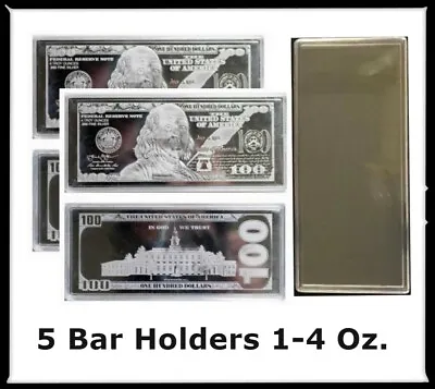 5 Coin Safe Hard Acrylic Bar Capsule For 1-4 Oz Silver Currency Display Holder  • $33.80