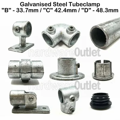£5.50 • Buy Galvanised Steel Tube Pipe Tube Clamps Handrail Guardrail Safety Fittings