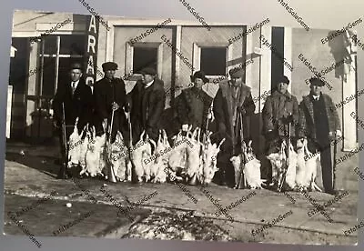 Antique RPPC RABBIT HUNTERS Men Guns Hares Game Hunting Real Photo Postcard • $170