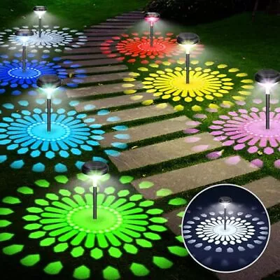 Solar Pathway Lights Outdoor 6 Pack Bright RGB Color Changing+Cold White Sol... • $43.23
