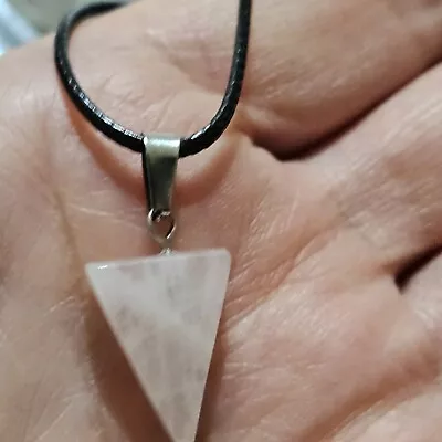 Rose Quartz Triangle Pendant Corded Necklace • £3.99