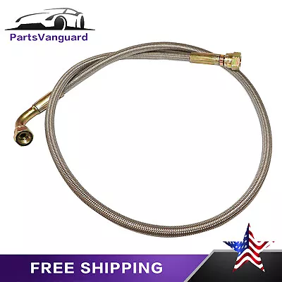 Turbo Oil Feed Line 36  Steel Braided 4AN 90 Degree X Str. Stock In The USA I • $14.99