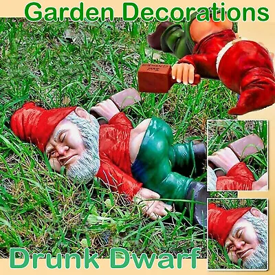 $9.55 • Buy Funny Drunk Dwarf Garden Gnome Decor Yard Patio Ornament Rude Passed Out Statue