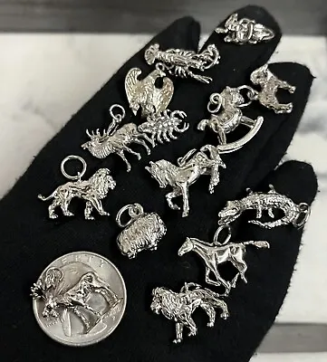 Rare 40g+ Standing Animals Sterling Silver Pendant Detail Charm Lot 925 Vintage • $215