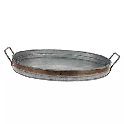  Rustic Galvanized Serving Tray With Rust Trim And Metal Handles Medium • $25.14