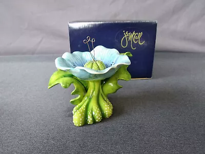 J McCall Blue Sky Clayworks Ceramic Floral Decorative Candle Figurine - 2004 • $38.95