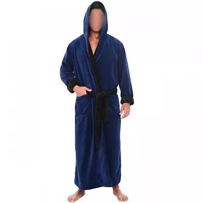 Men's Hooded Bathrobe Terry Cotton Robe Shawl Collar Bathrobe Night-Gown Pajamas • $26.44