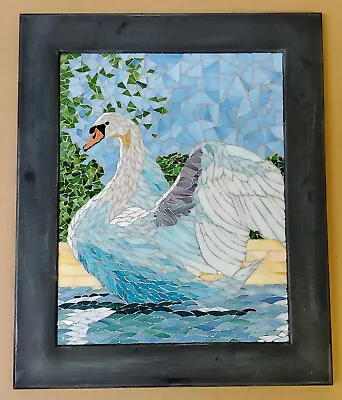 Mosaic Wall Art Swan Hand Crafted Stained Glass • $255