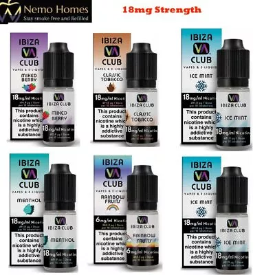 Ibiza Club 18mg 50:50 10ml Vape E Liquid | All Flavours | Vape Juice | E Cig • £3.99