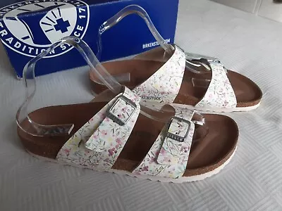 £59.99 • Buy NEW Papillio By Birkenstock Ladies White Floral VEGAN Sandals UK Size 7.5 EU 41