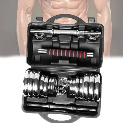 Unisex Adjustable Chrome Dumbbell Weight Barbell Lifting Set Free Ship From US • $125.44
