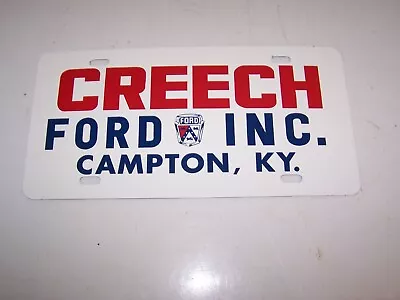 Vintage CREECH FORD Metal License Plate CAMPTON KENTUCKY Dealer Advertising • $40