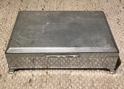 Vintage Aristocrat Footed Chromium Plated & Wooden Cigarette Cigar Box 16.5cm L • $29.95