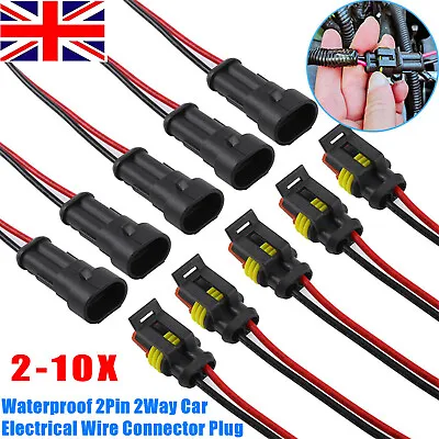 20X Car Waterproof Electrical Wire Cable Automotive Connector 2Pin Way Plug Kit • £7.49