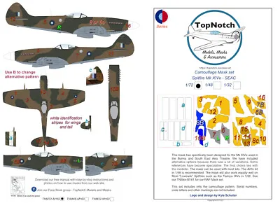 TopNotch Spitfire Mk XIVe - SEAC Camouflage Scheme Vinyl Mask Set • £15.75