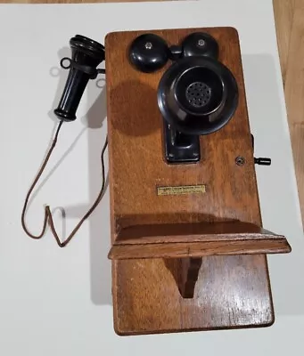 Antique Stromberg-carlson Oak Wood Wall Hand Crank Telephone • $295