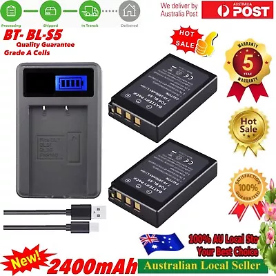 2x Battery + SLIM Usb Charger Olympus BLS-5 BLS-50 PS-BLS5 OM-D E-M10 Mark III • $36.98