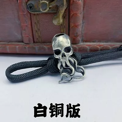 EDC DIY Solid Brass Skull Octopus Paracord Bead Charms Knife Lanyard Zipper Pull • $8.98