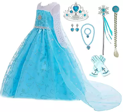 Ice Snow Queen Glitter Elsa Princess Dress • $34.99