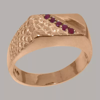14ct Rose Gold Natural Ruby Mens Band Ring - Sizes N To Z • $1675.85