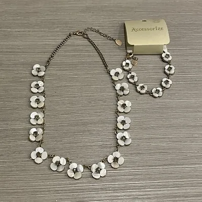 Accessorize Flower Shaped Necklace And Bracelet Set • £10