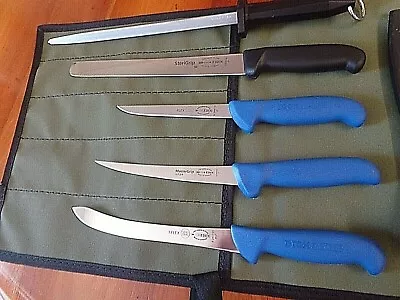 F Dick 6 Pc Super Fishing Knife Package  Germany Aussie Canvas Roll • $225