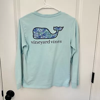 Vineyard Vines Girls Medium Size 12-14 Long Sleeved Tee Shirt Mint Green Blue • $10