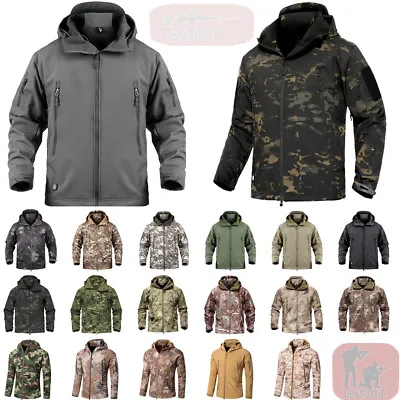 Waterproof Mens Tactical Soft Shell Jacket Coats Army Windbreaker Outdoor Hooded • $49.39