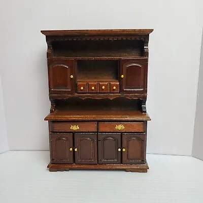 Vintage Buffet Cabinet Hutch Cupboard 1:12  Wood Brown Functional Storage • $24